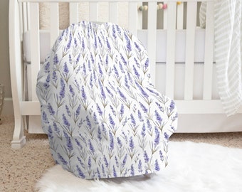 Cubierta de asiento de automóvil de lavanda, cubierta de enfermería púrpura, cubierta de silla alta, cubierta de carrito de compras, cubierta de uso múltiple, regalo de baby shower 5 en 1, regalo de bebé