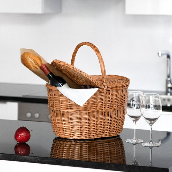 Picnic basket "PIQUE-NIQUE" - 40x28xH25cm (Height 44 cm with handle)