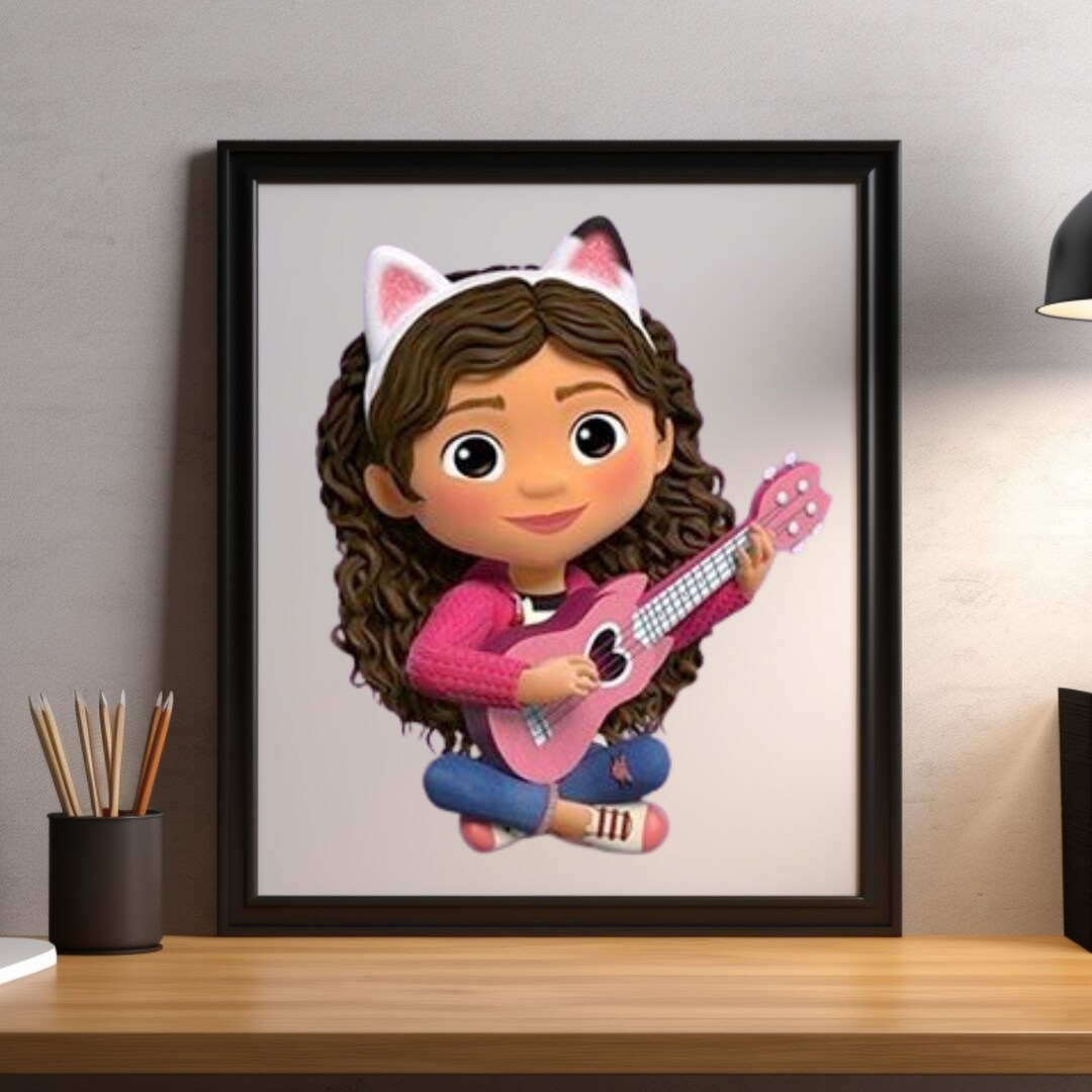 Gabby's Dollhouse Guitar Wall Art Gabby Cakey Panda Etsy