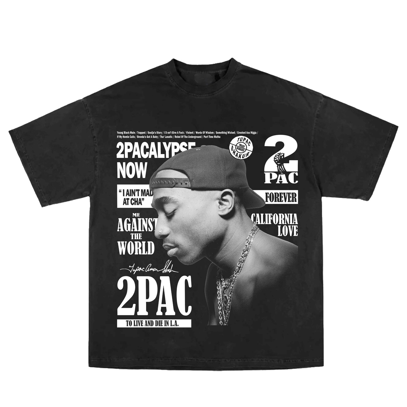 Maglietta Ufficiale Tupac 2Pac Unisex Con Diamanti Rosa Logo - Nuova Collezione, Nero