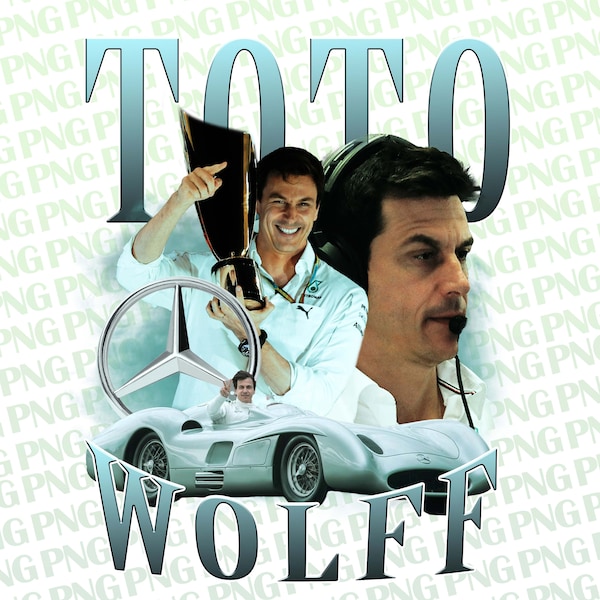 Toto Wolff années 90 PNG chemise sweat à capuche chemise surdimensionnée hommage rétro classique graphique t-shirt 300 dpi