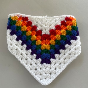 Rainbow Pride Whisper Bandana, LGBT Crochet Bandana, Handmade Striped Queer Hair Scarf