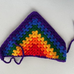 Rainbow Pride Statement Bandana, LGBT Crochet Bandana, Handmade Striped Queer Hair Scarf