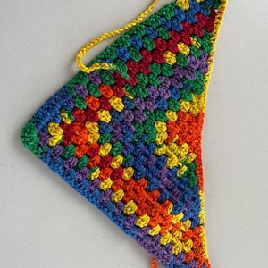 Rainbow Pride Shout Bandana, LGBT Crochet Bandana, Handmade Striped Queer Hair Scarf