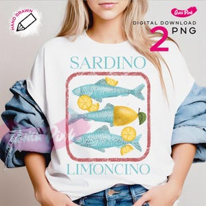 Sardino Limoncino PNG, Coastal PNG, Retro Sardines Png, Fisherman Aesthetic Beach Png Fisherman core, Fisherman Shirt Design Png