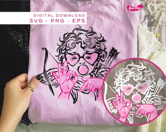 67 Meme Cupido PNG SVG, Tendencia Seis Siete Meme PNG – Impresión retro del signo de la mano de Cupido de San Valentín para camisetas, Divertido Meme de San Valentín Seis Siete PNG