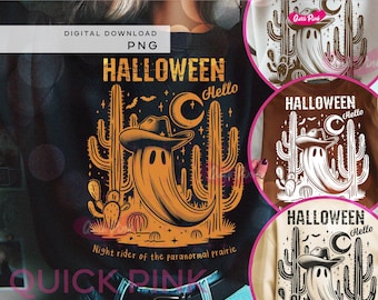 Ghost Cowboy Png, Funny Western Halloween PNG, Spooky Cactus Desert Print for Sublimation, Halloween Humor, Trendy Halloween shirt Png