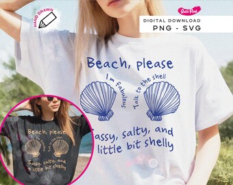 Beach please Png, Coquette Seashells Svg, Retro Summer Png, Coastal Png, Beach Aesthetic PNG for Sublimation, Vintage Summer Svg