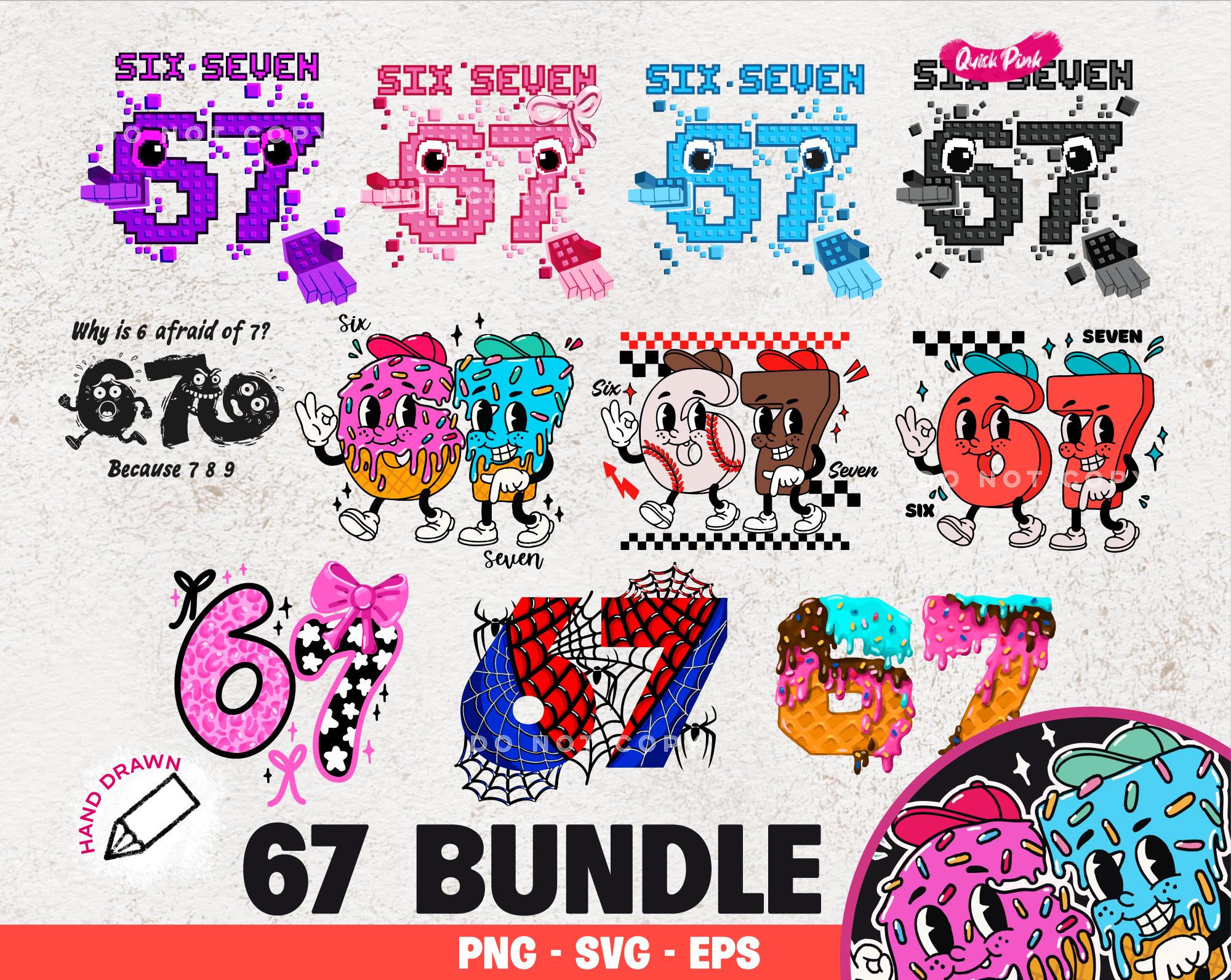 Six Seven Meme Bundle Png, Steal a Brainrot Six Seven 67 Meme SVG