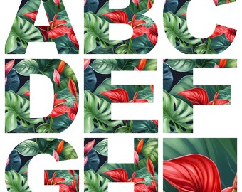 Anthurium Floral Letters: Full Alphabet PNG (Digital Download)