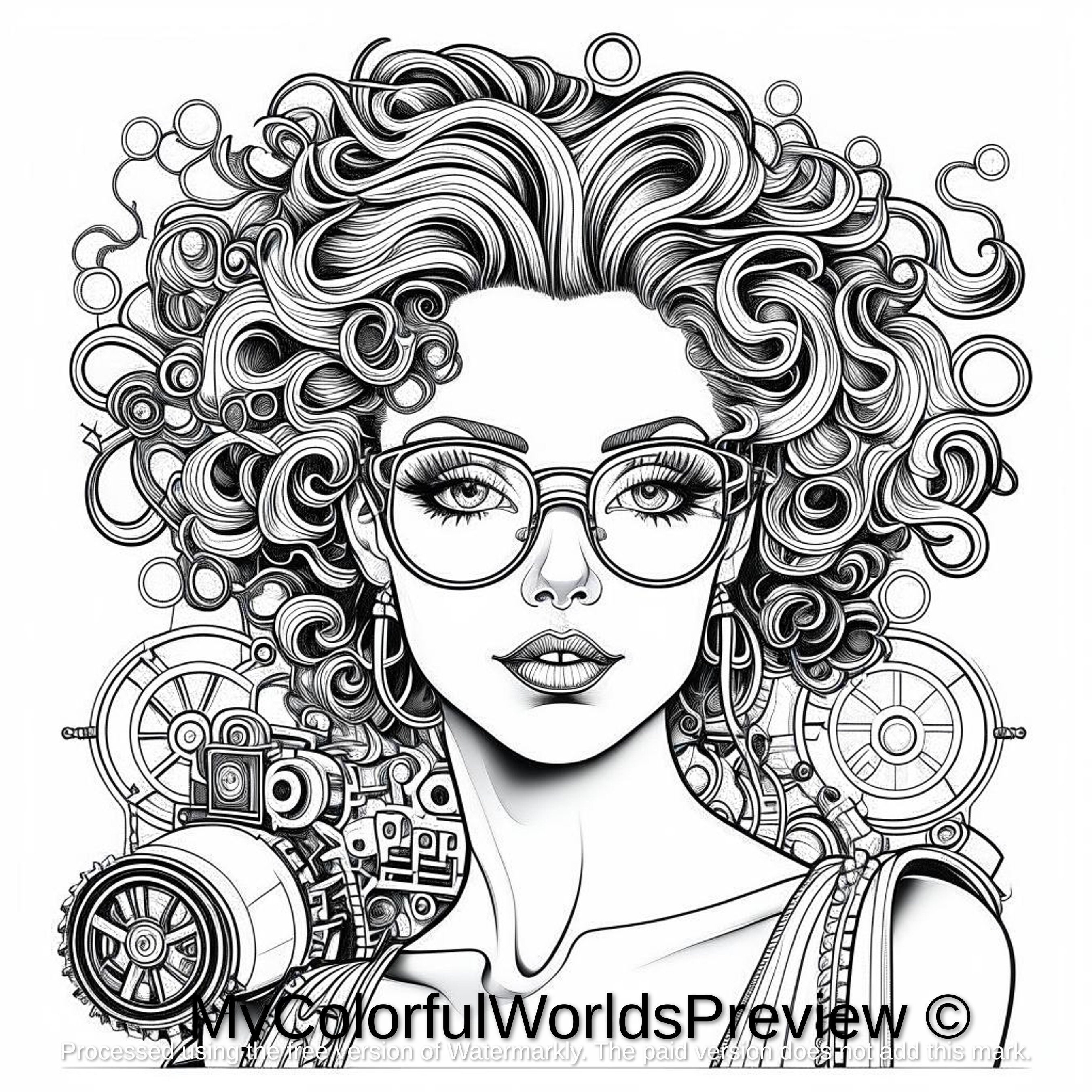 10 Colouring Pages for Adults People, Animals, Flowers, Houses, Towns