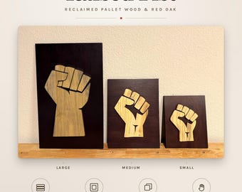 Black Power Fist Wood Wall Art | Handmade Raised Fist Decor | Juneteenth Black History Gift