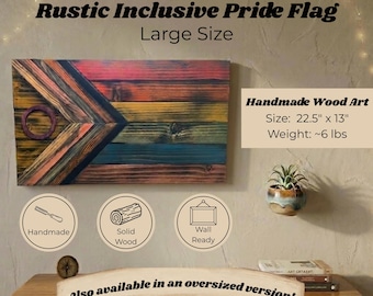 Pride Flag Wall Art Wood, Intersex Progress Flag, Faded Black Gradient, Ready to Hang, LGBTQ Home Decor, Pride Month Gift