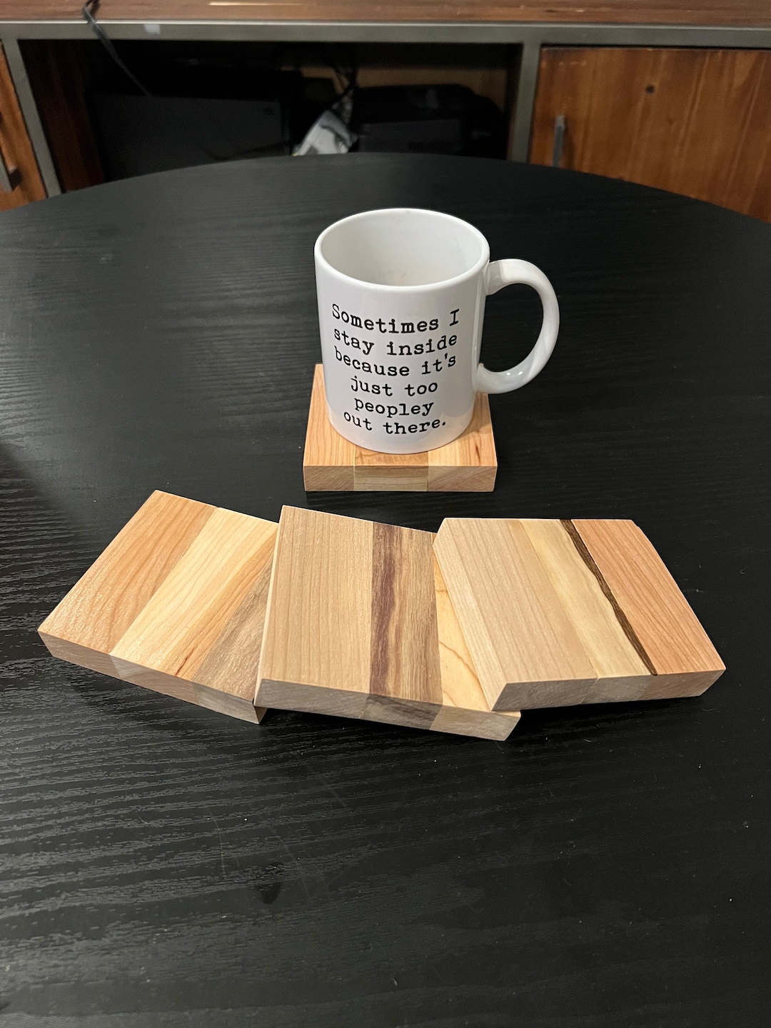 Wood Coasters Set of 4, Handmade Rustic Drink Coasters, One of a Kind ...