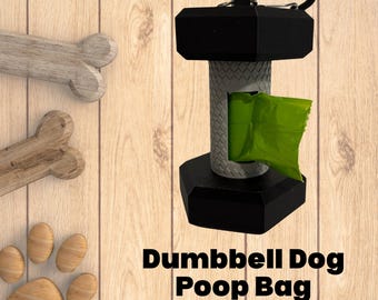 Dog Poop Bag Holder, Dumbbell Gym Leash Dispenser, Funny Weightlifting Dog Gift, Gift for Lifters & Dog Walkers