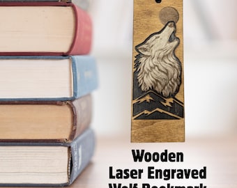 Wolf Wood Bookmark 3D, Laser Engraved Layered Hardwood Book Marker, Gift for Readers, Nature Lover Gift, Bookworm Stocking Stuffer