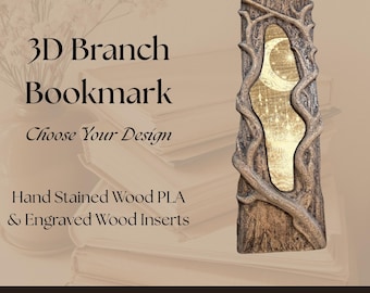 Celestial Wood Bookmark, Mystic 3D Branch Book Marker, Gift for Witchy Readers, Tarot & Moon Bookish Gift, Stocking Stuffer