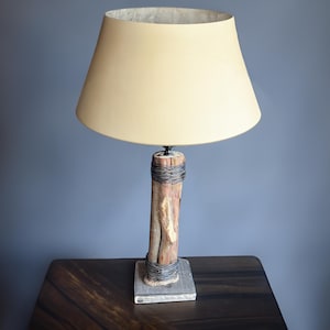 Rustic Wooden Branch Lamp with Wire Detailing – Customizable Shade | Handmade from Reclaimed Wood & Natural Branches | Earthy Coastal Decor