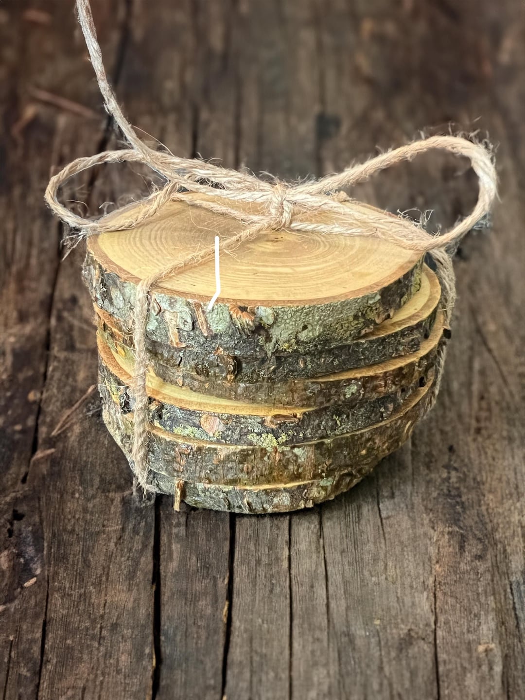 Wood Coasters Set of 6, White Oak Reclaimed Drink Coasters, Rustic Eco ...