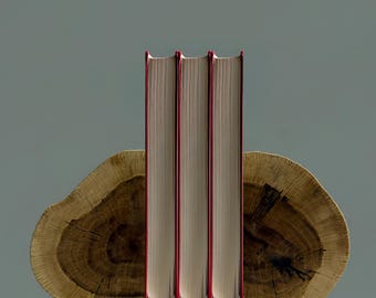 Wood Bookends Handmade, Spalted Post Oak Pair, Reclaimed Rustic Shelf Decor, Two-Tone Grain, Gift for Book Lovers & Readers