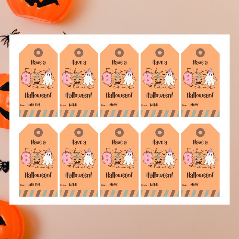 Editable Halloween Gift Tag Printable DIY Halloween Treat Bag Favor