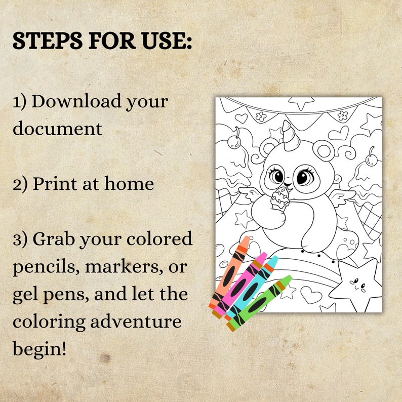 30 Pandacorn Coloring Page Book, for Kids and Adults, Instant Download