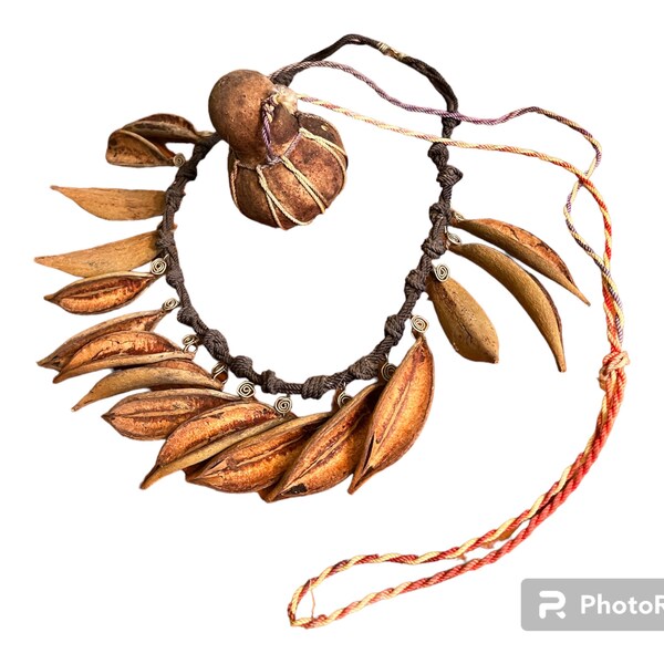 Shaman necklace and gourd rattle