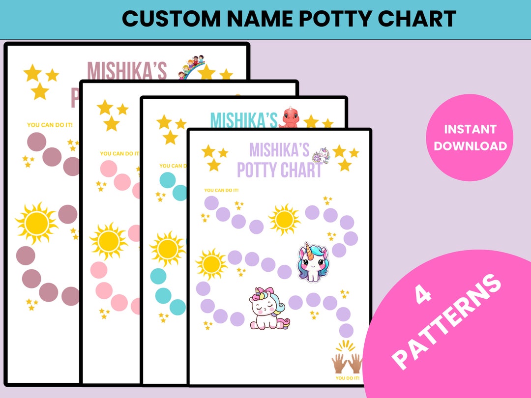 Custom Name Potty Chart for Kids Potty Training Education Etsy