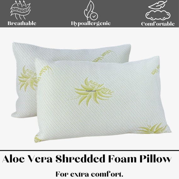 Aloe Vera Pillow Shredded Memory Foam Cushion Orthopaedic Head Neck Support  Breathable Anti-bacterial - Etsy