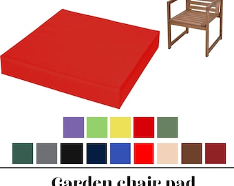 Waterproof Chair Seat Pads Garden Patio Cushion For Outdoor Indoor 4 cm Depth With Removable Zipped Cover