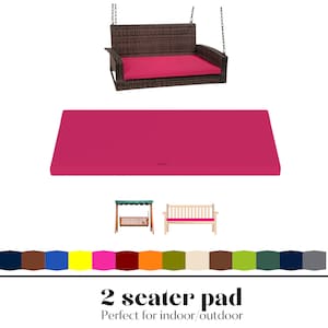 May include: A bright pink cushion pad for a two-seater swing. The pad is made of a soft, comfortable fabric and is perfect for indoor or outdoor use.