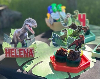 Dinosaur Cupcake Toppers: Jurassic Birthday Party Decorations