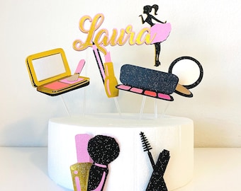 Custom Makeup Cake Topper: Spa Birthday Party Decor