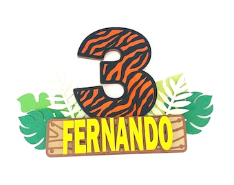 Safari Cake Topper: Personalized Birthday Party Decoration
