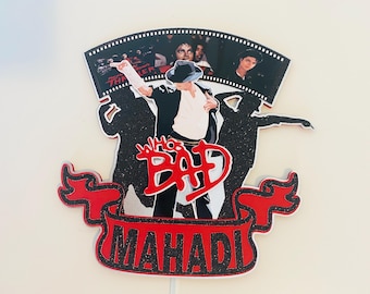Michael Jackson Cake topper, Who&#39;s Bad Cake topper, King of pop cake topper, Michael Jackson Centerpieces, Michael Jackson favor box