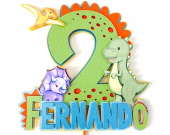 Personalized Dinosaur Cake Topper: Dino Birthday Party Decor