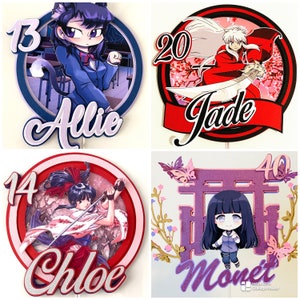 Custom Anime Cake Topper, Personalized Anime Cake Topper, Anime Birthday Party, Manga Anime Birthday party