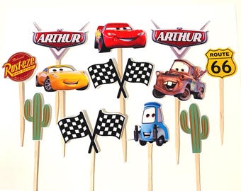 Cars Cupcakes Toppers, McQueen birthday party.