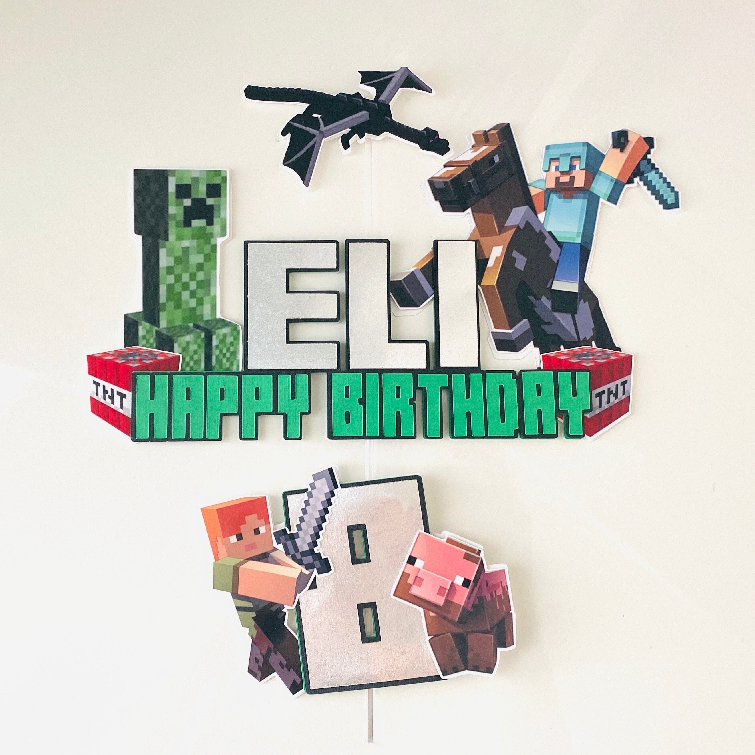 Custom Name Pixel Cake Topper
