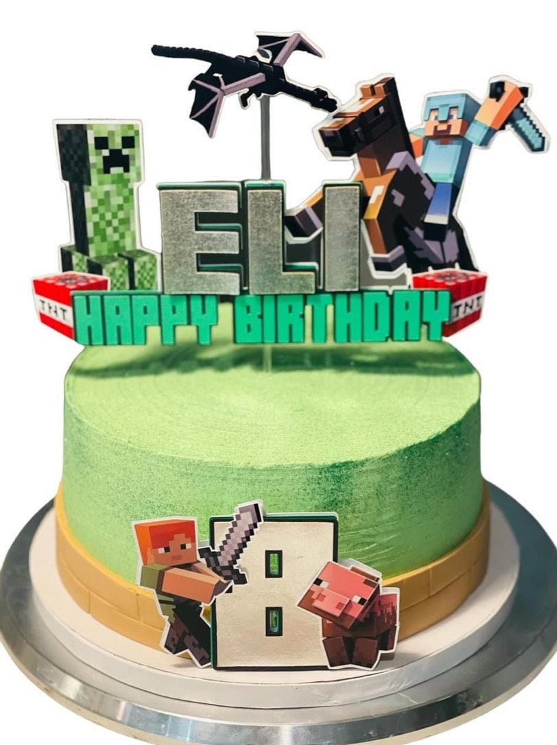 Custom Name Pixel Cake Topper