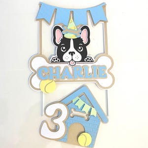 Personalized Dog Birthday Cake Topper & Favor Box Set