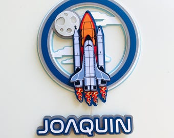 Custom NASA Rocket Cake Topper: Space Birthday Party Decor