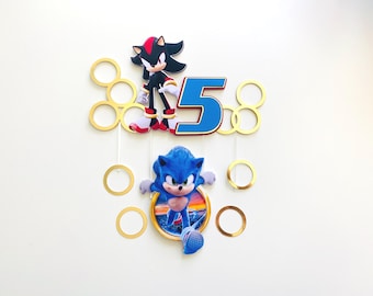 Personalized Sonic Cake Topper: Kids Birthday Party Decoration