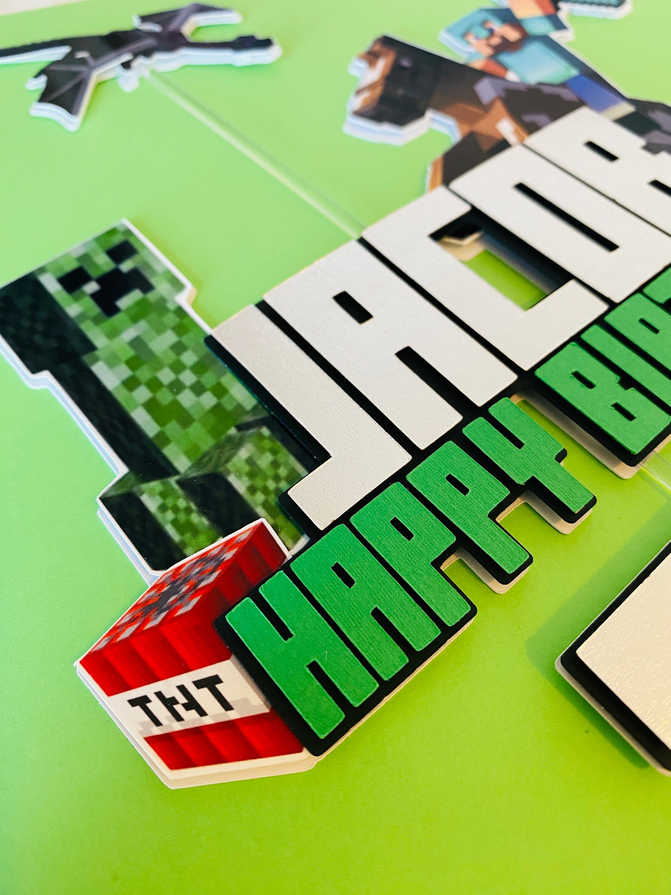 Custom Name Pixel Cake Topper