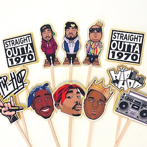 Hip Hop Cupcake Toppers: 90s Rap Music Party - Set of 12