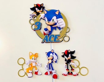 Personalized Sonic Cake Topper: Kids Birthday Party Decoration