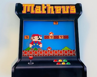 Personalized Super Mario Cake Topper: Arcade Birthday Party Decor