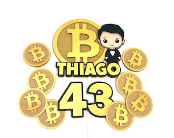 Personalized Bitcoin Birthday Cake Topper: Cryptocurrency Theme