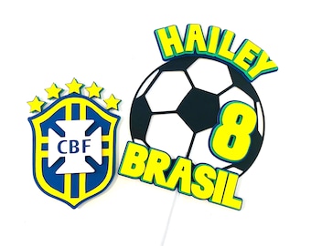 Custom Brazil Soccer Birthday Cake Topper