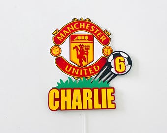 Manchester Personalized Team Cake Topper: Custom Birthday, Soccer Theme